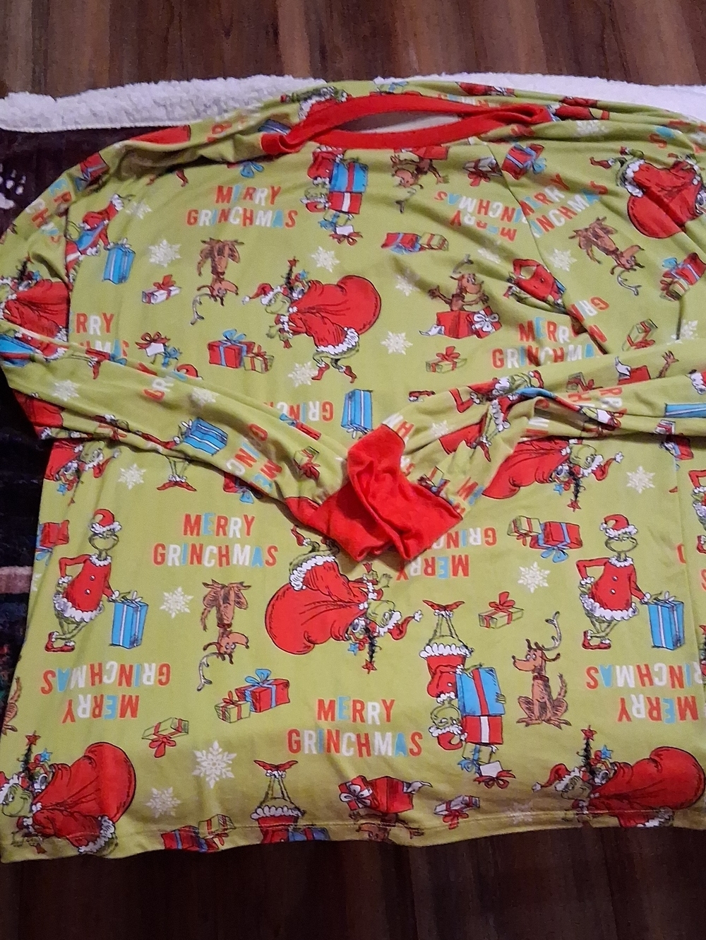 Women’s Grinch Holiday Pajama Top - Green with Red Accents